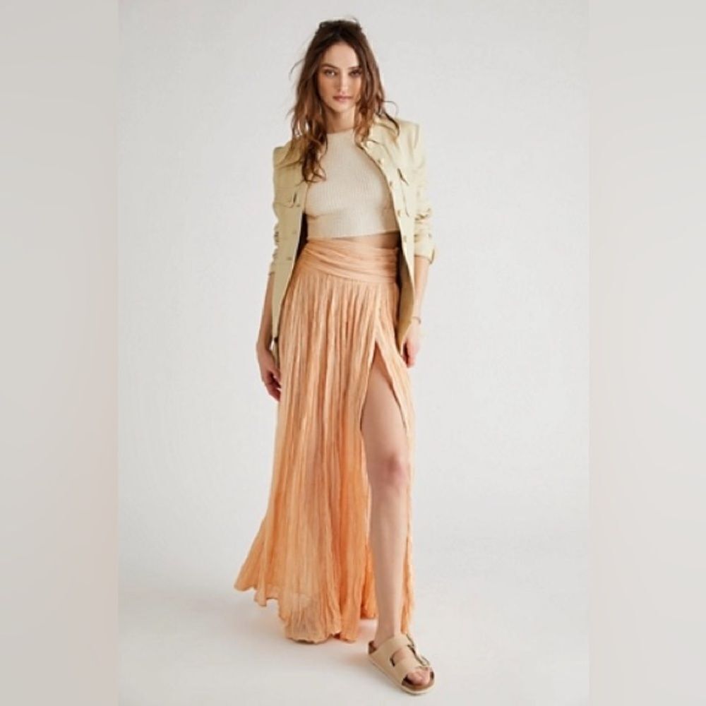 NWT FREE PEOPLE X JENS PIRATE BOOTY Sz M LAPIS MAXI SKIRT